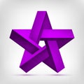 Pentagonal illusion star. Five-pointed unreal purple shape, nonexistent geometry object, abstract vector design Royalty Free Stock Photo